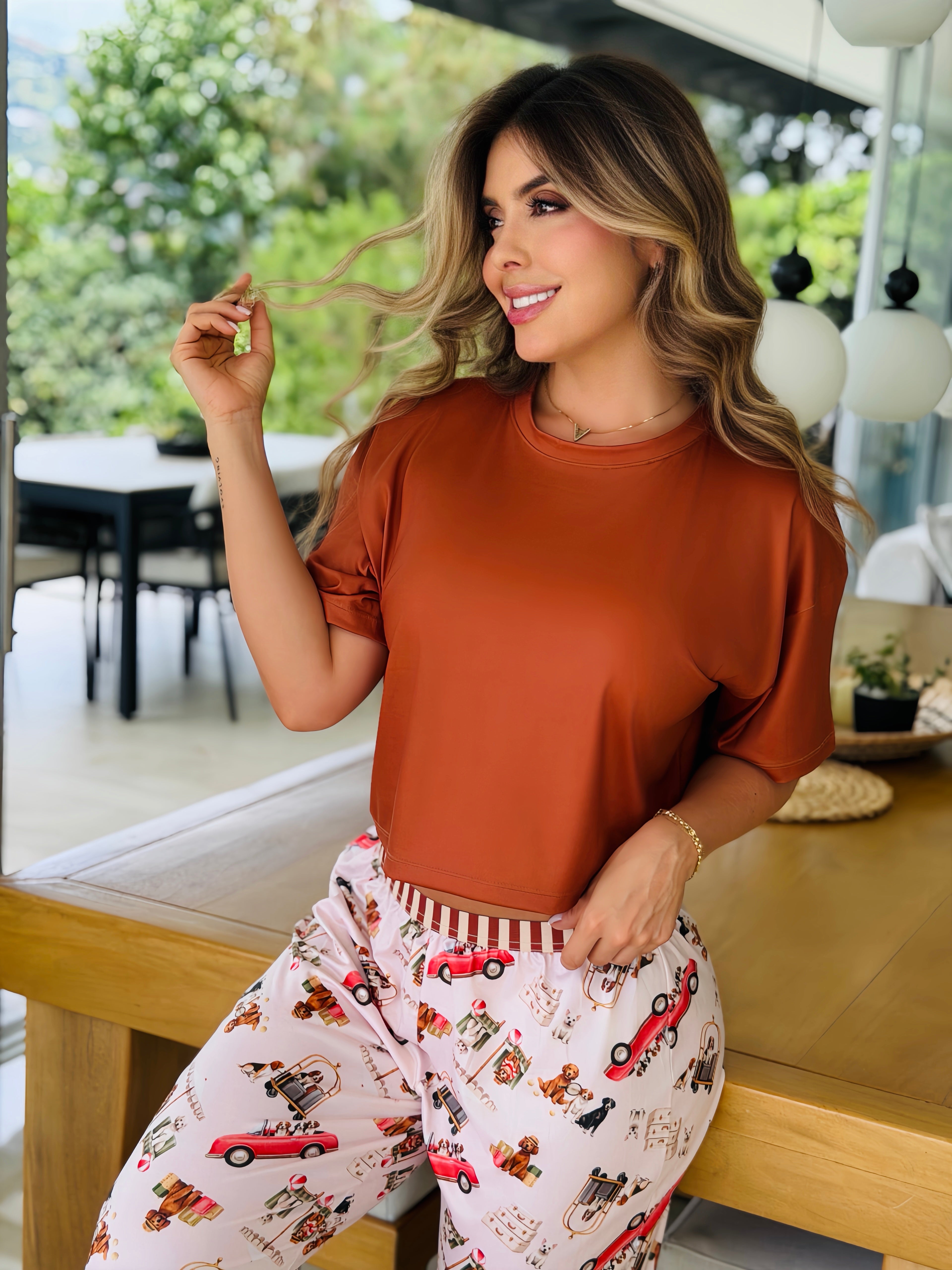 Trio Pantalon Camiseta+ top Cereza