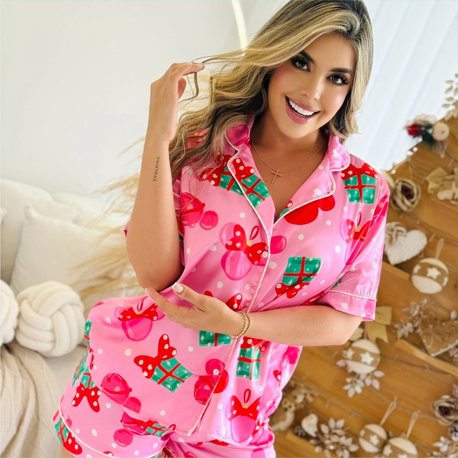 Pijama Seda Short Navideña