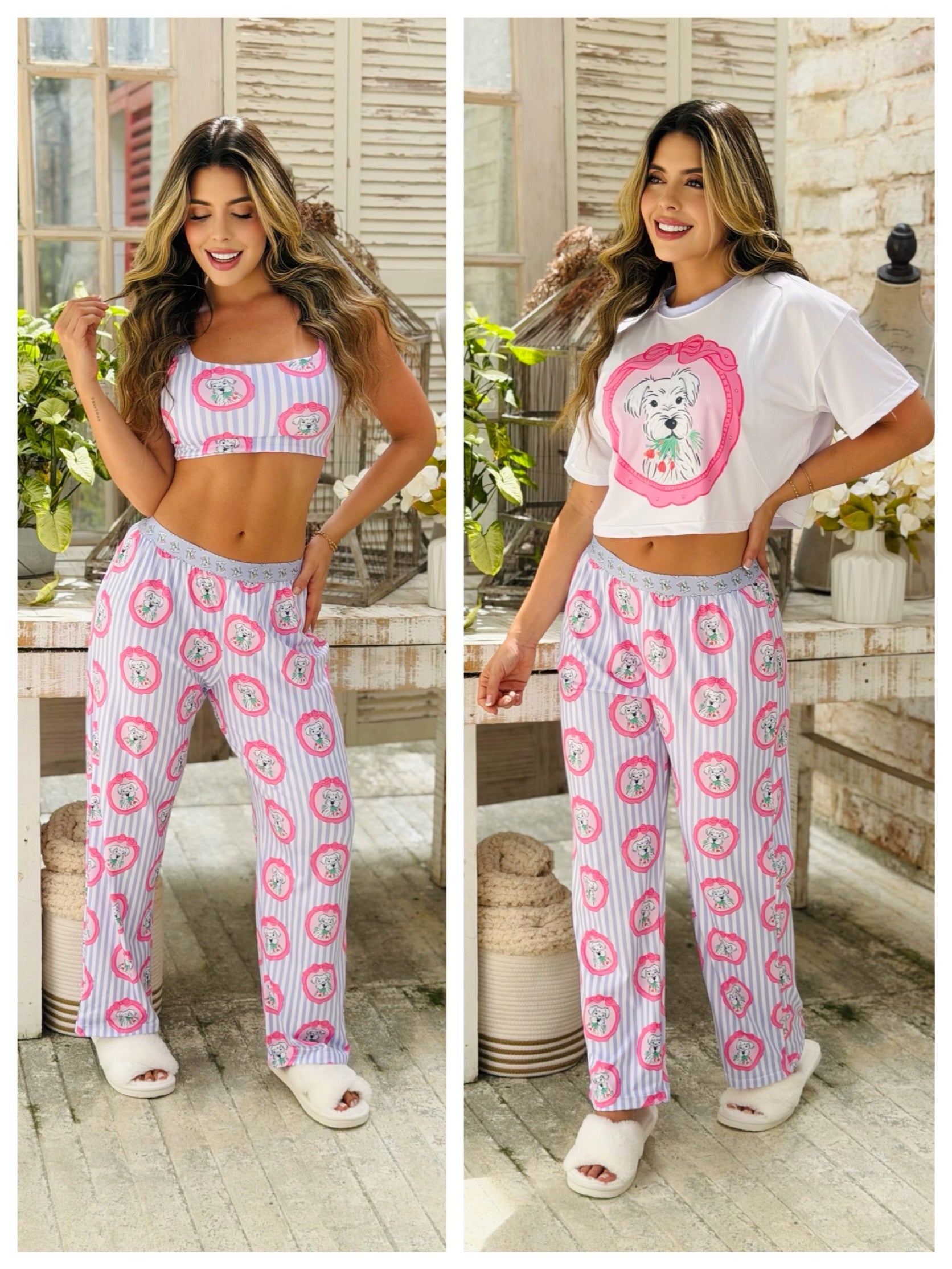 Trio Pantalon Camiseta+ top Perrito