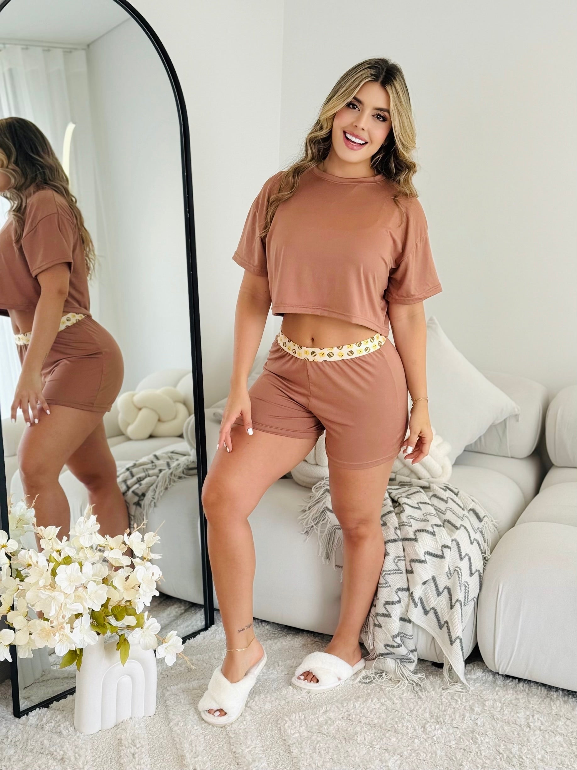 Short Camisa + Top Moca